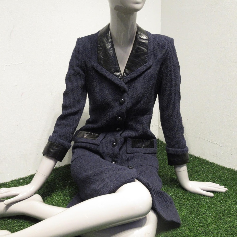 authentic CHANEL size 34 cotton tweed COAT DRESS